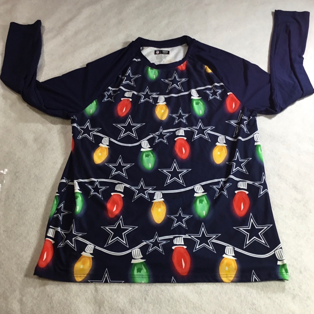 NFL Men’s Team Apparel Dallas Cowboys Sleepwear with Christmas lights SZ Large